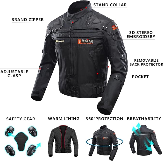 BORLENI Giacca da Moto Uomo